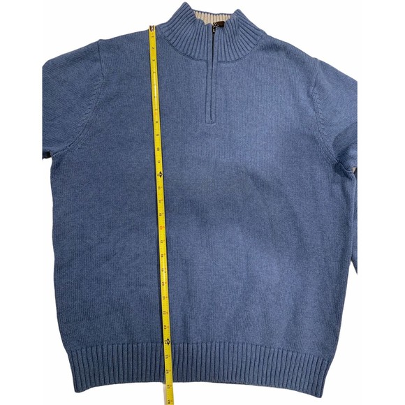 LL Bean Sweater Blue 1/4 Zip Mock Neck Cotton Pullover Men's Large L‎ - Picture 11 of 11